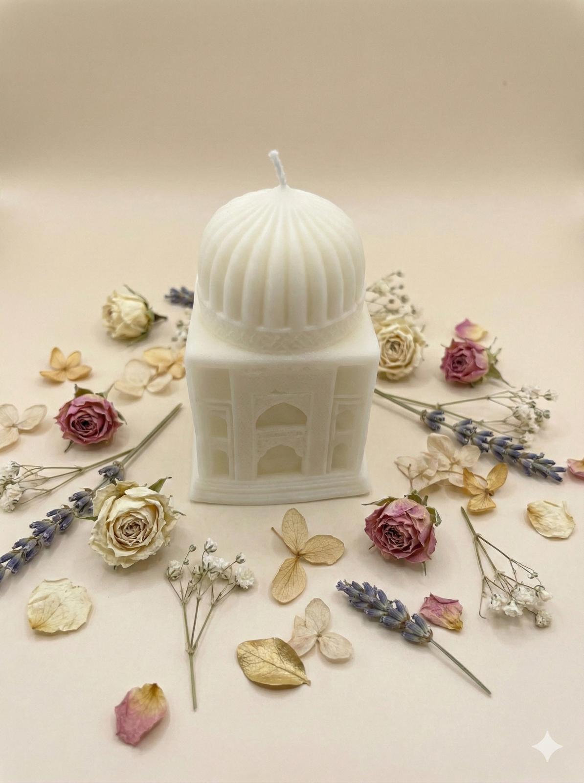 Luxe Taj Mahal Kaars - Decoratieve Architectuur Kaars - Uniek Woonaccessoire & Ramadan Cadeau - Crème (ivoor) kleur