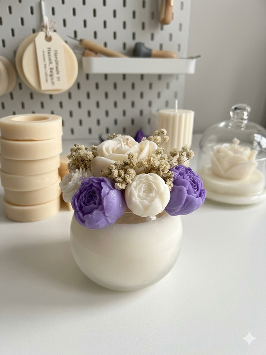 Lumen & Lux – Handgemaakte bloemenkaars in glas